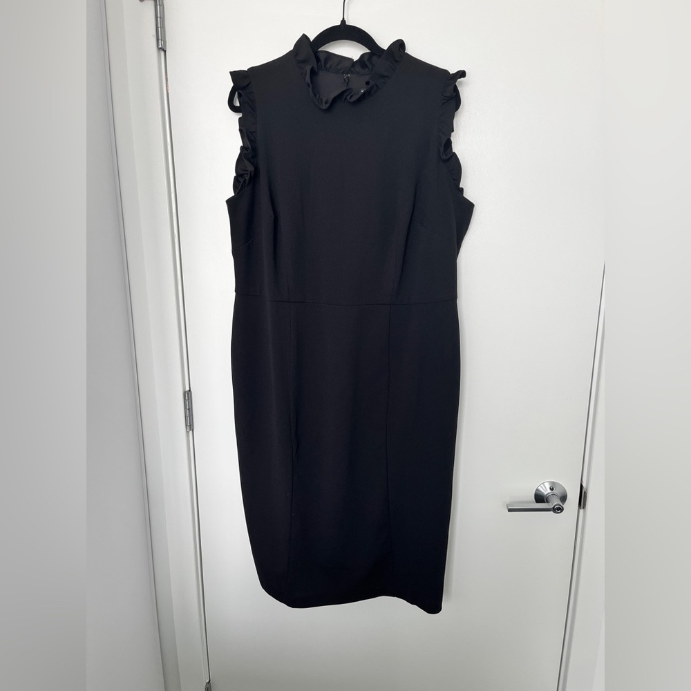 Maggy London Black Ruffle Midi Dress